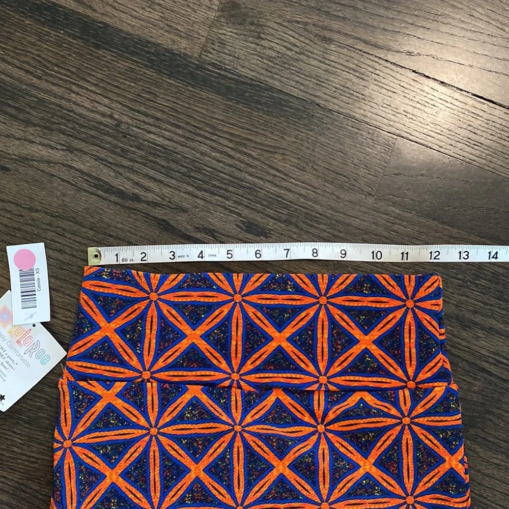 LuLaRoe Cassie Skirt Blue Orange Geometric XS NEW NWT Stretchy